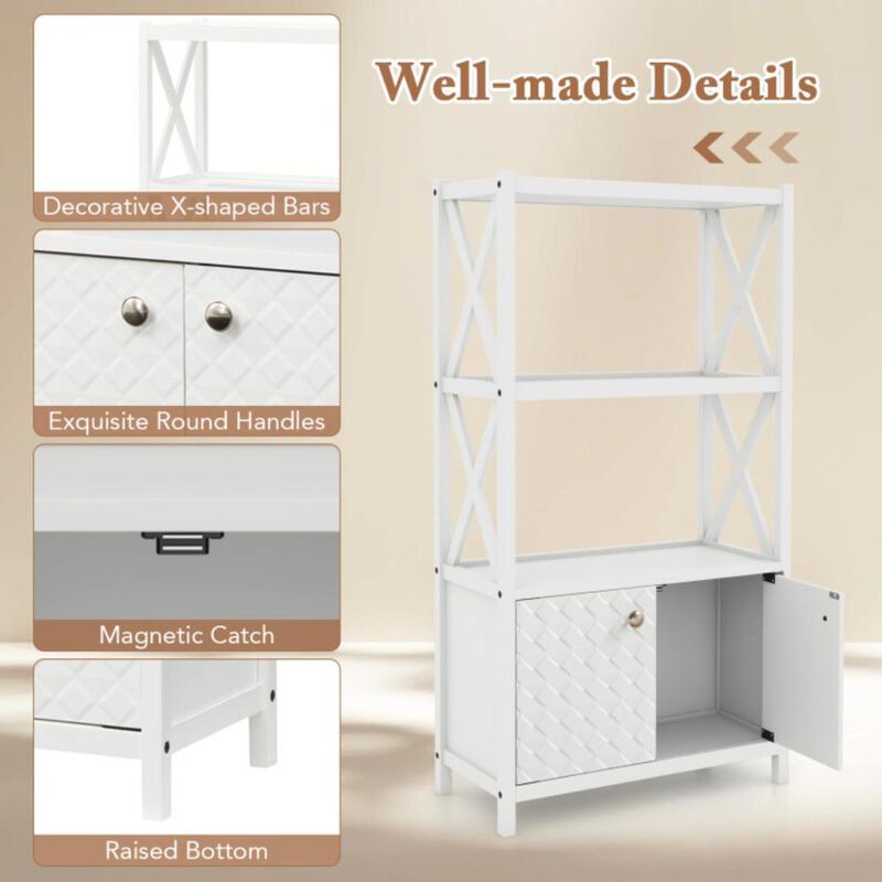 Hivvago Bathroom Storage Cabinet with Open Shelves and Double Doors