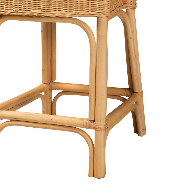 Baxton Studio Barito Modern Bohemian Natural Rattan Counter Stool