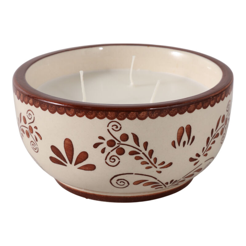 6" 10 Oz Coffee Hand Painted Candle, Brown/ White image number 1