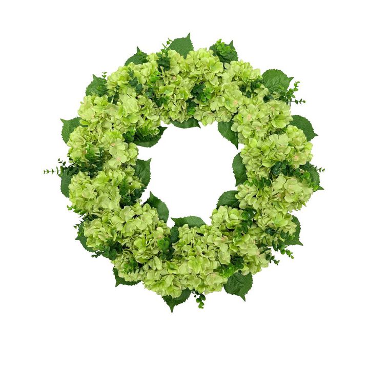 30" Artificial Light Green Hydrangea Wreath