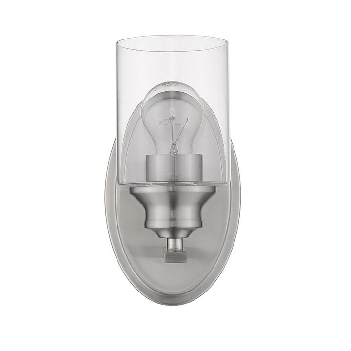 Hivvago One Light Silver Wall Light with Clear Glass Shade
