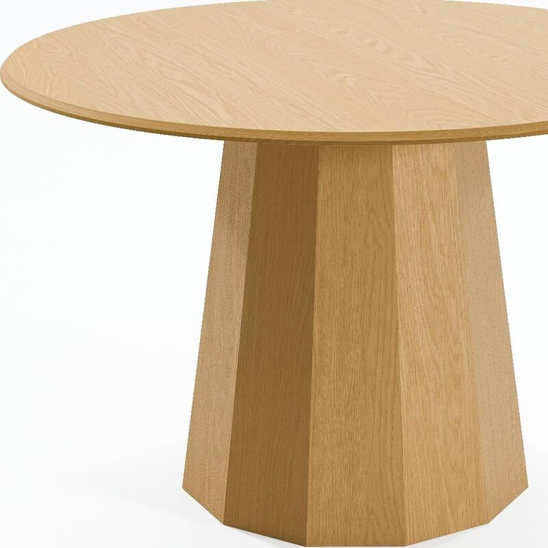 HomeRoots 46" Oak Wood Pedestal Base Round Top Dining Table image number 2