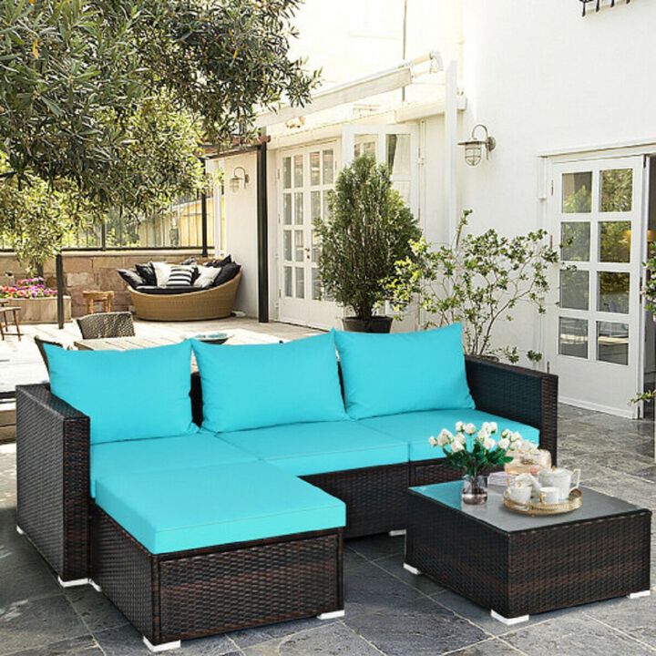 5 PCS Patio Sofa Set with Coffee Table