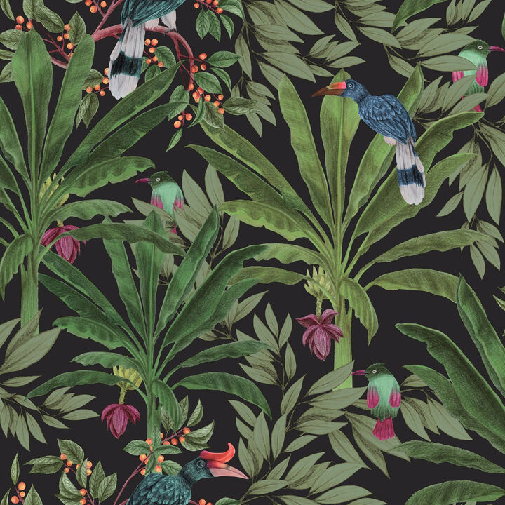 Carola Black Jungle Tropics Wallpaper (Set of 2)