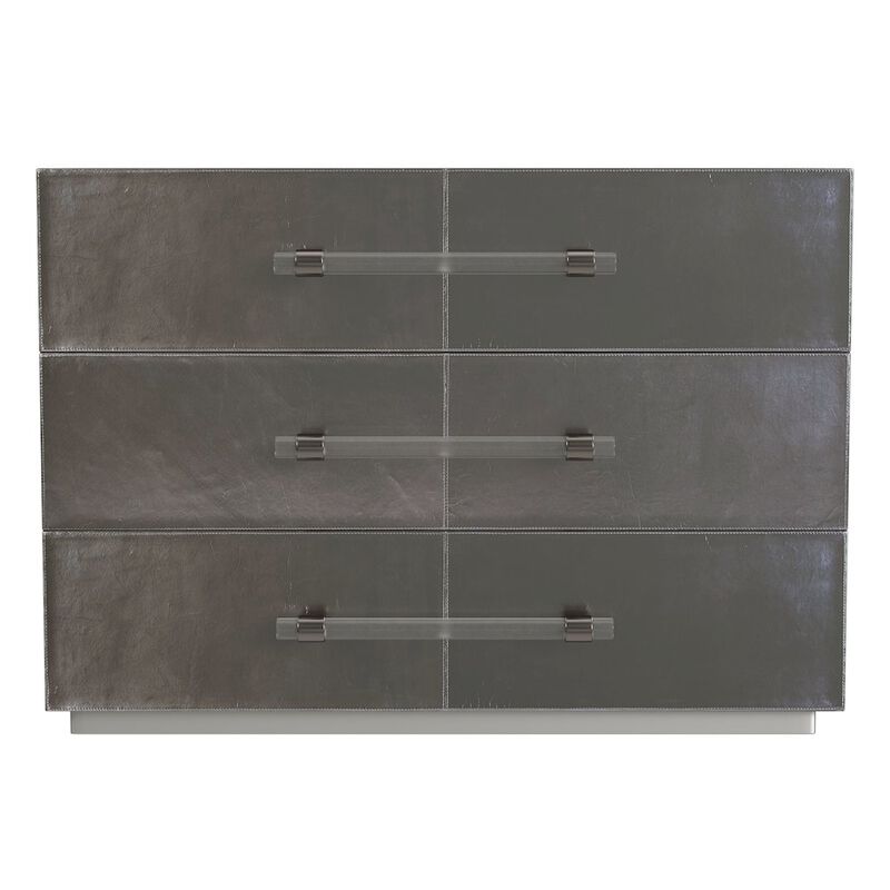 Butler Specialty Allman 48 in. W Wood and Leather 3 Drawer Accent Chest, Silver image number 4