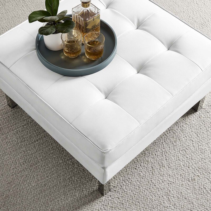 Loft Tufted Vegan Leather Ottoman image number 6