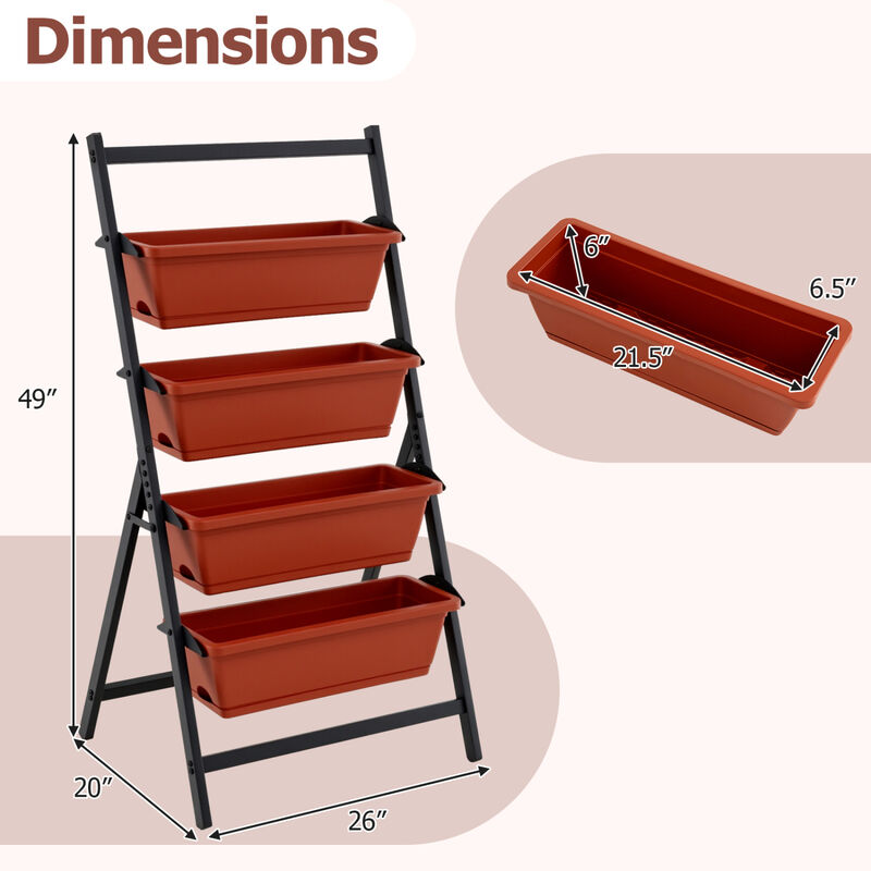 4-Tier Vertical Garden Planter with Drainage and Storage Pots image number 2
