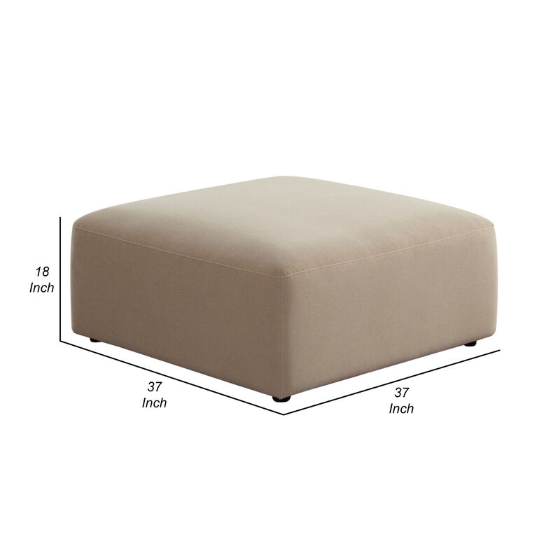 Zey Modular Ottoman, 37 Inch Square, Light Camel Brown Velvet