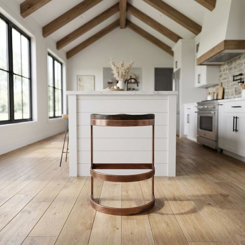 Starlight Canyon Home Industrial Counter Stool with Footrest, Backless Bar Stool for Kitchen,Brown image number 4