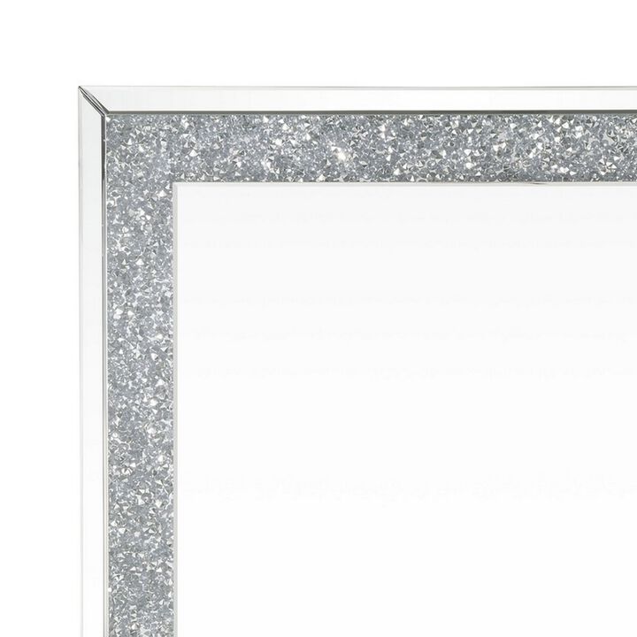 Rectangular Beveled Wall Mirror with Touch Led, Silver-Benzara