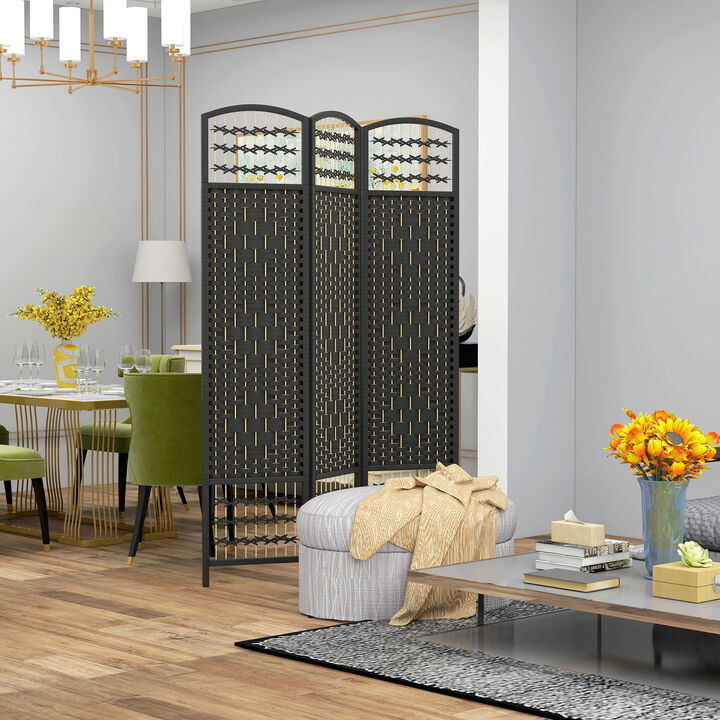 Hivvago 3-Panel Folding Room Divider with Wave Fiber Design
