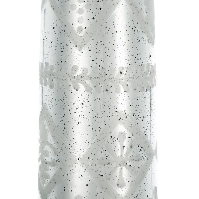 HomeRoots 30" Antiqued Silver Floral Glass Bottle Table Vase image number 5