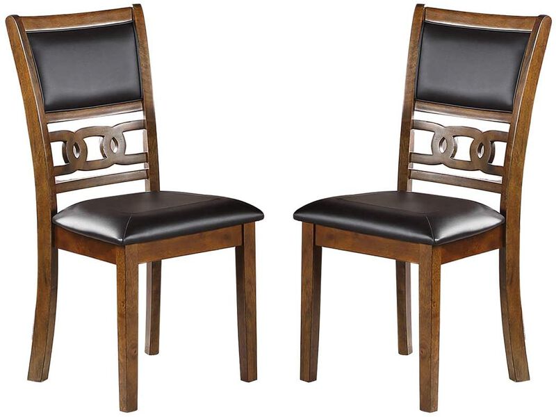 Streamdale Walnut Finish Dining Chairs Set of 2