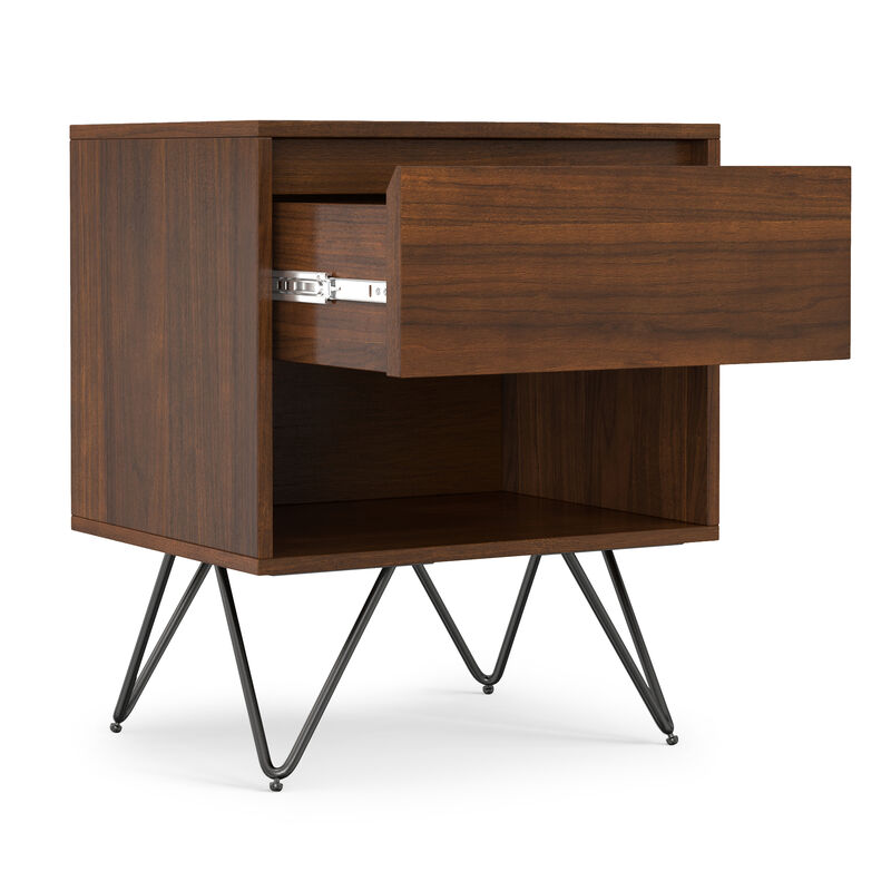 Hunter  20 inch Wide Industrial Modern Nightstand in Walnut
