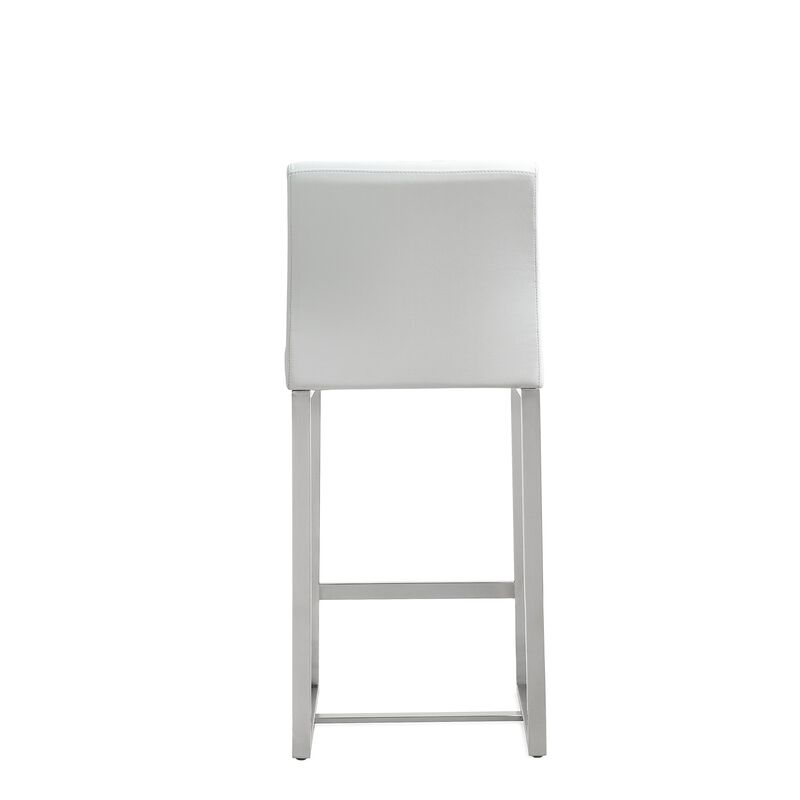 Tov Furniture Denmark White Performance Vegan Leather and Stainless Steel Counter Stool - Set of 2 image number 4