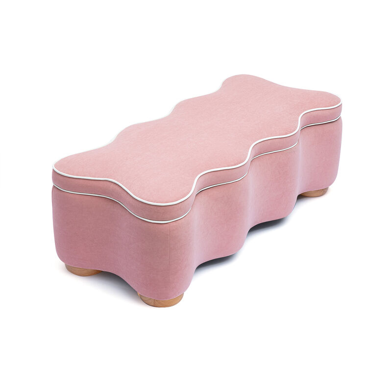 Thalia Pink Performance Velvet Storage Bench image number 1