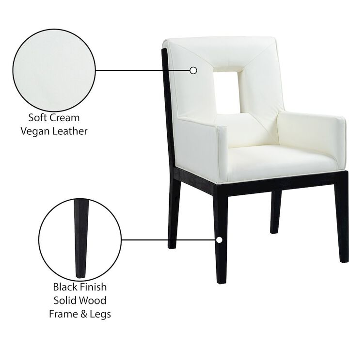 Meridian Furniture Gwendolyn Cream Vegan Leather Dining Arm Chair