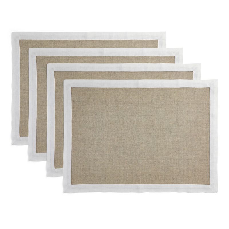 Solino Home Classic 100% Linen Placemats &ndash; Set of 4, 14 x 19 in, Machine Washable, Holiday and Everyday Dining