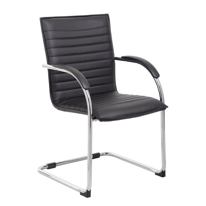 Neni Office Chair Set of 2, Foam Fill Vinyl, Chrome Cantilever
