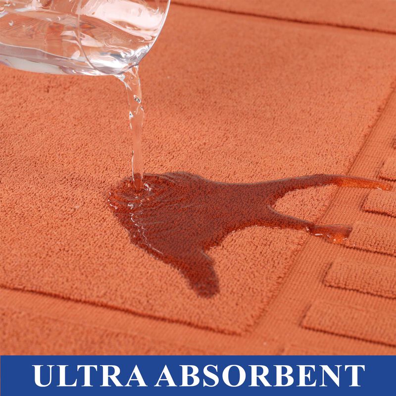 Modern Absorbent Cotton Bath Mat Set of 2 with Washable Fabric image number 3
