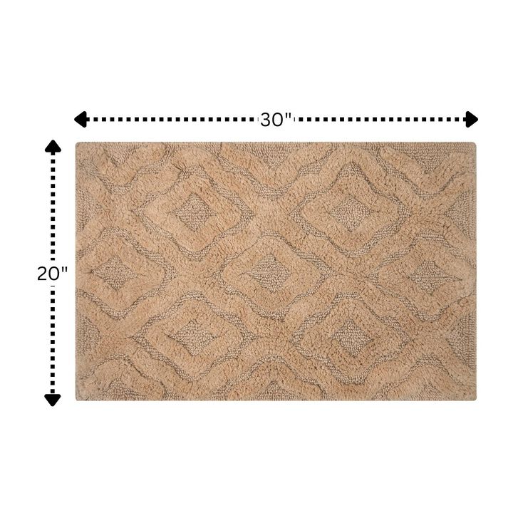 Knightsbridge Link Bath Rug Cotton Non Skid Back - 20x30", Natural
