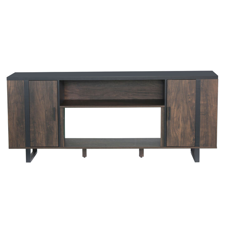 72" Modern Brown TV Stand, Entertainment Center with Storage Cabinet for TV up to 75"