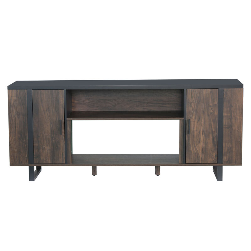 72" Modern Brown TV Stand, Entertainment Center with Storage Cabinet for TV up to 75"