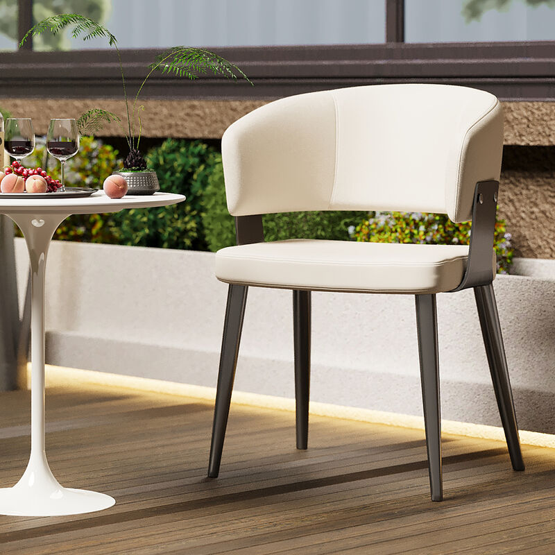 Leather Dining Chair with Metal Legs 2-piece 20.27"