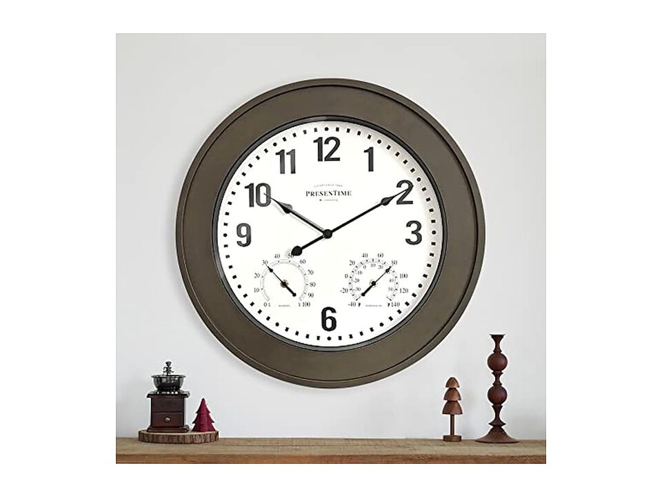 Bradford Farmhouse Weather Station Faux Wall Clock 20 Inch Outdoor Home Decor