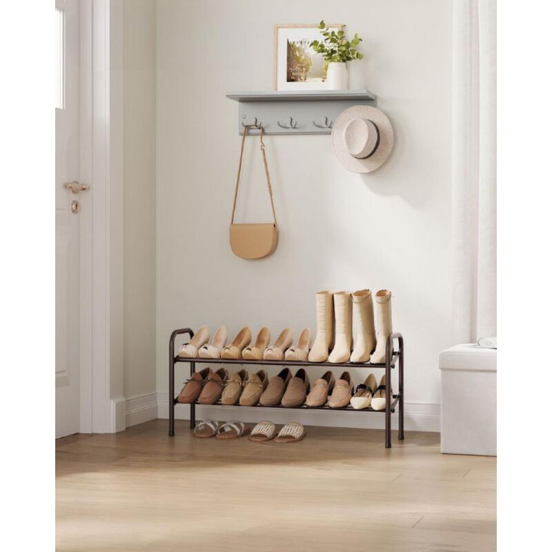 2-Tier Durable Metal Shoe Rack Organizer with Space-Saving Design for Shoes and Storage