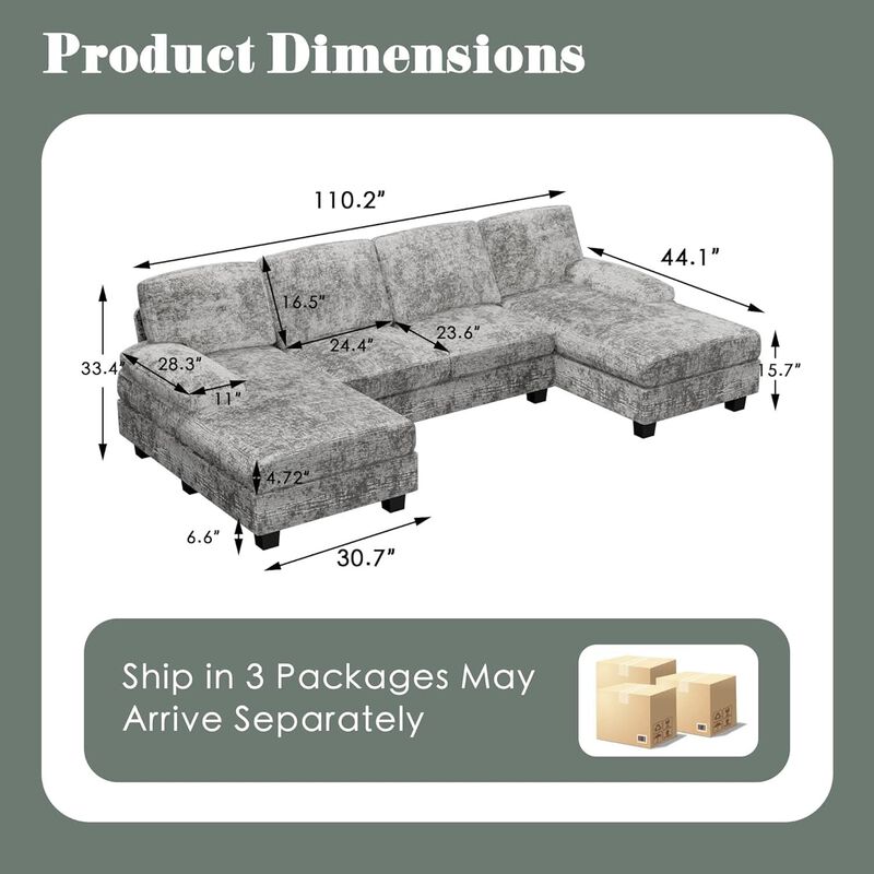ShipItFurniture 2-Piece Fabric Sectional Sofa with Reversible Chaise image number 2
