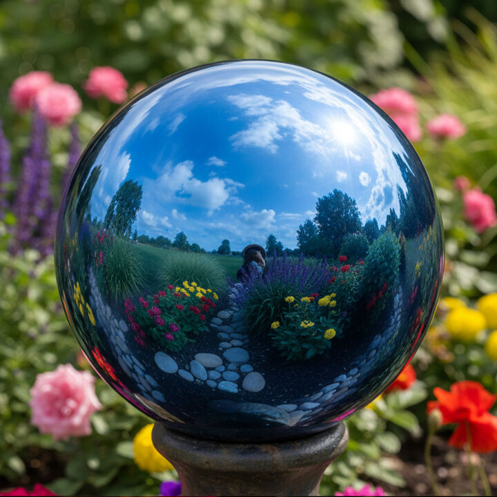 Sunnydaze 10" Mirrored Glass Stainless Steel Gazing Globe