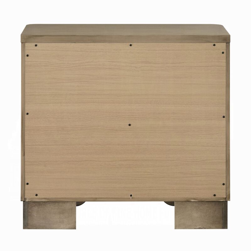 Leky Nightstand, 2 Reeded Drawers, Rounded Corners, Antique Oak Brown image number 3