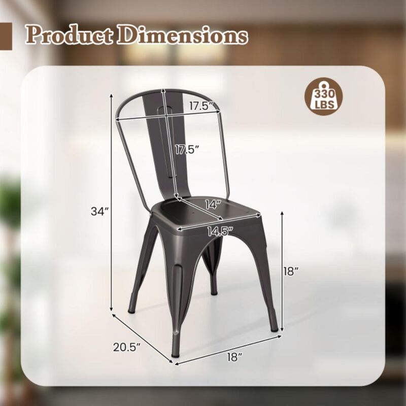 Hivvago Metal Dining Chairs Set of 4 with Removable Backrest for Dining Room Restaurant Living Room