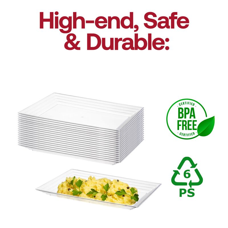 11" x 16" Clear Rectangular with Groove Rim Plastic Serving Trays (24 Trays) image number 5