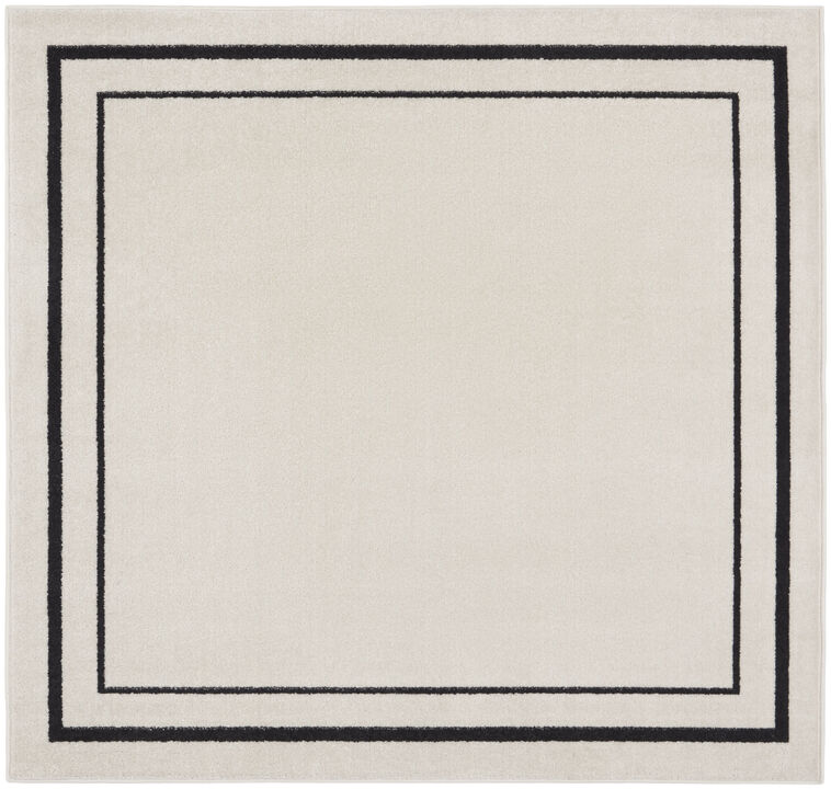 HomeRoots 5' Ivory And Black Square Indoor Outdoor Area Rug