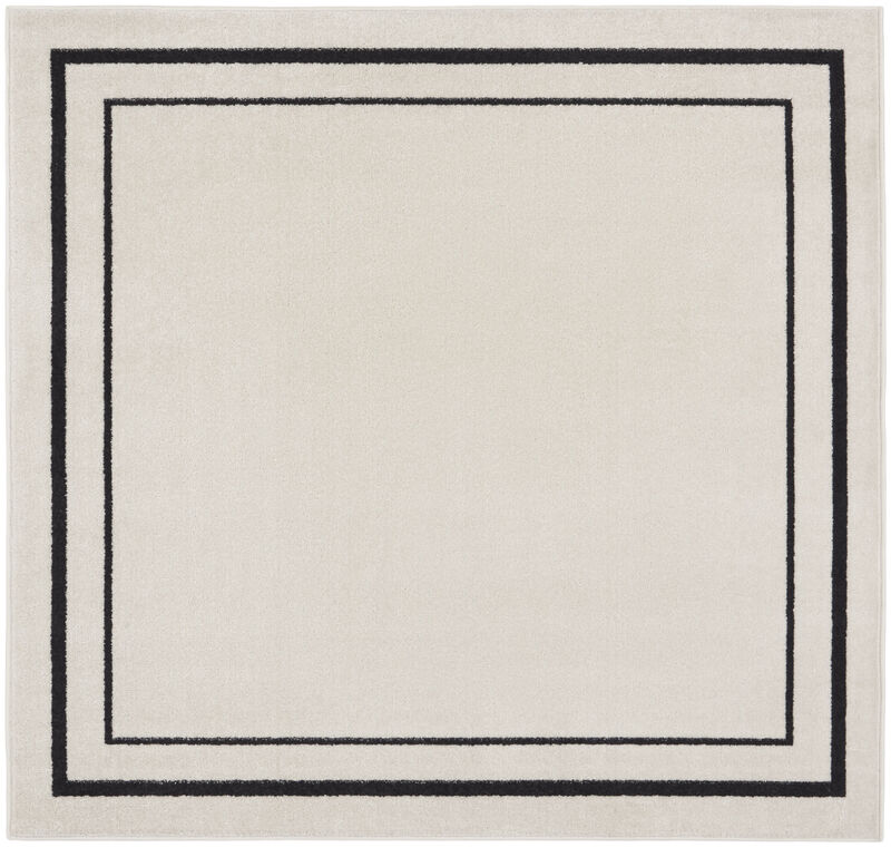 HomeRoots 5' Ivory And Black Square Indoor Outdoor Area Rug image number 0