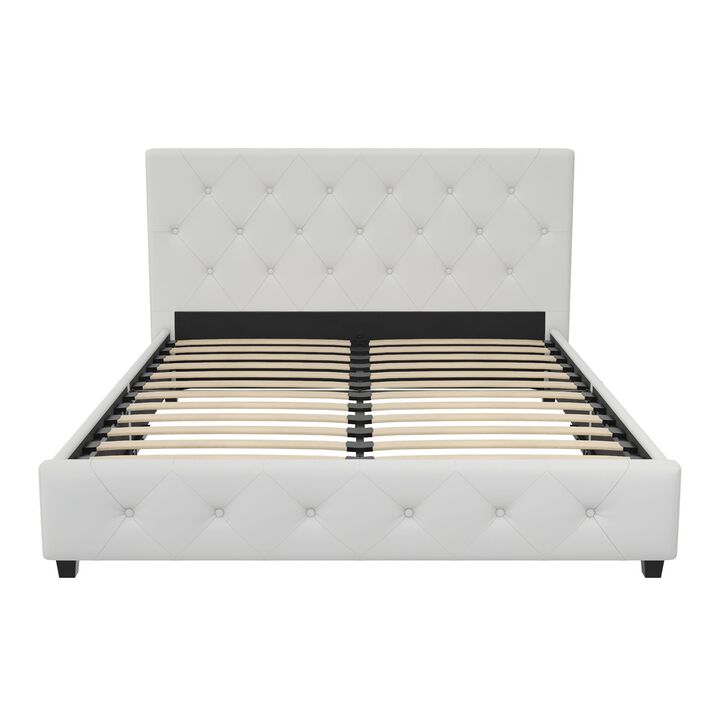 Atwater Living Dana Upholstered Bed, Queen, White Faux Leather