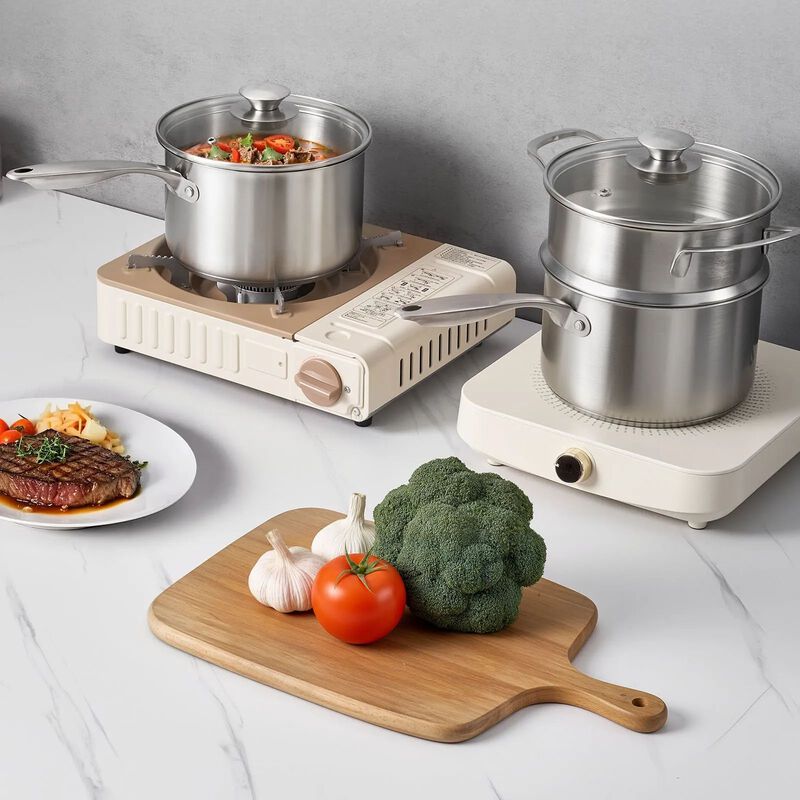 Multipurpose Stainless Steel Sauce Pot with Steamer, Glass Lid & Ergonomic Handle image number 1
