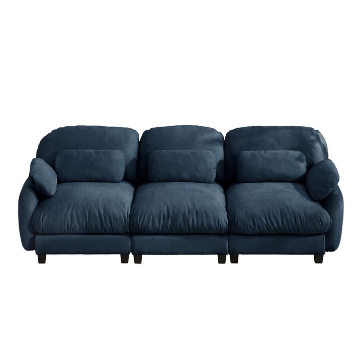3 Seat modular cloud couch for living room, Chenille deep seat sofa with plush cushions, Modular 3 seater sofa for home