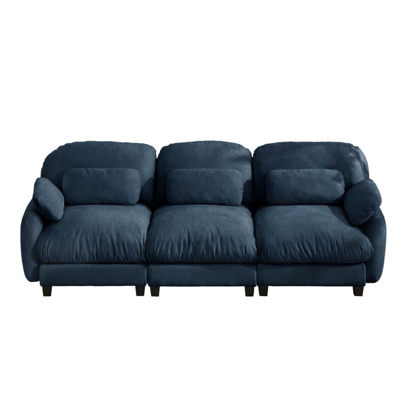 3 Seat modular cloud couch for living room, Chenille deep seat sofa with plush cushions, Modular 3 seater sofa for home image number 0