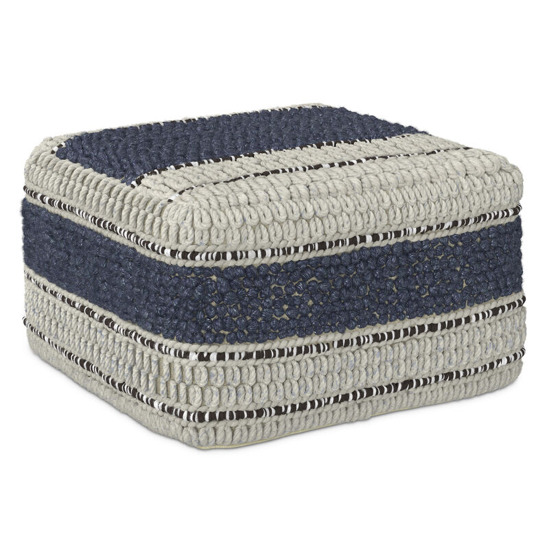 Simpli Home Grady 24W Square Stripe Woven Pouf image number 0