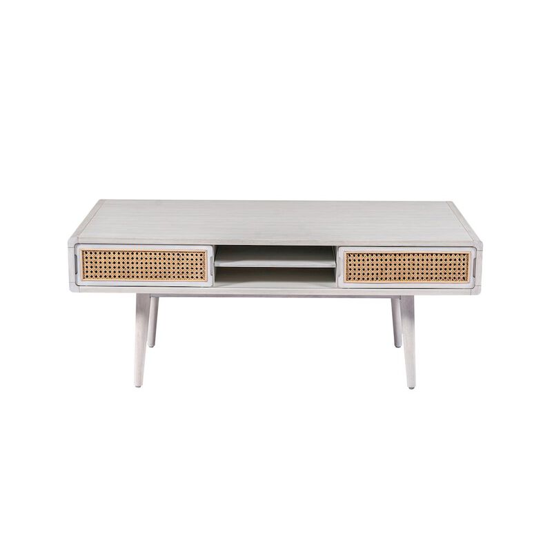Boraam Cambria Coffee Table - Zebrano Whitewash/Natural Cane