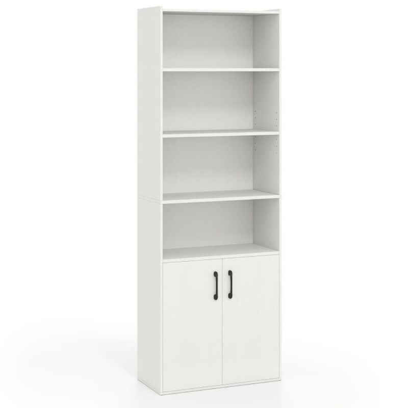 Hivvago Bookcase 6-Tier with Adjustable Shelves and 2-Door Cabinet