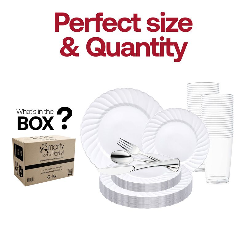 White Flair Plastic Wedding Value Set (72 Sets) image number 3