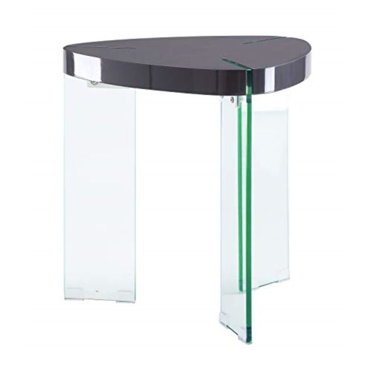 Acme Noland End Table in Gray High Gloss & Clear Glass