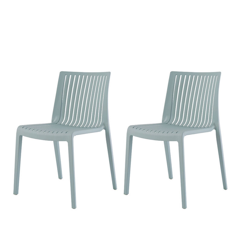 HomeRoots Set of Two Baby Blue Heavy Duty Plastic Outdoor Stacking Accent Chairs image number 0