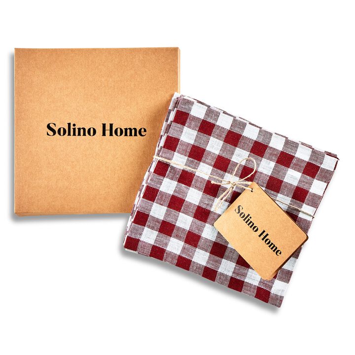 Linen Cocktail Napkins - Gingham Check