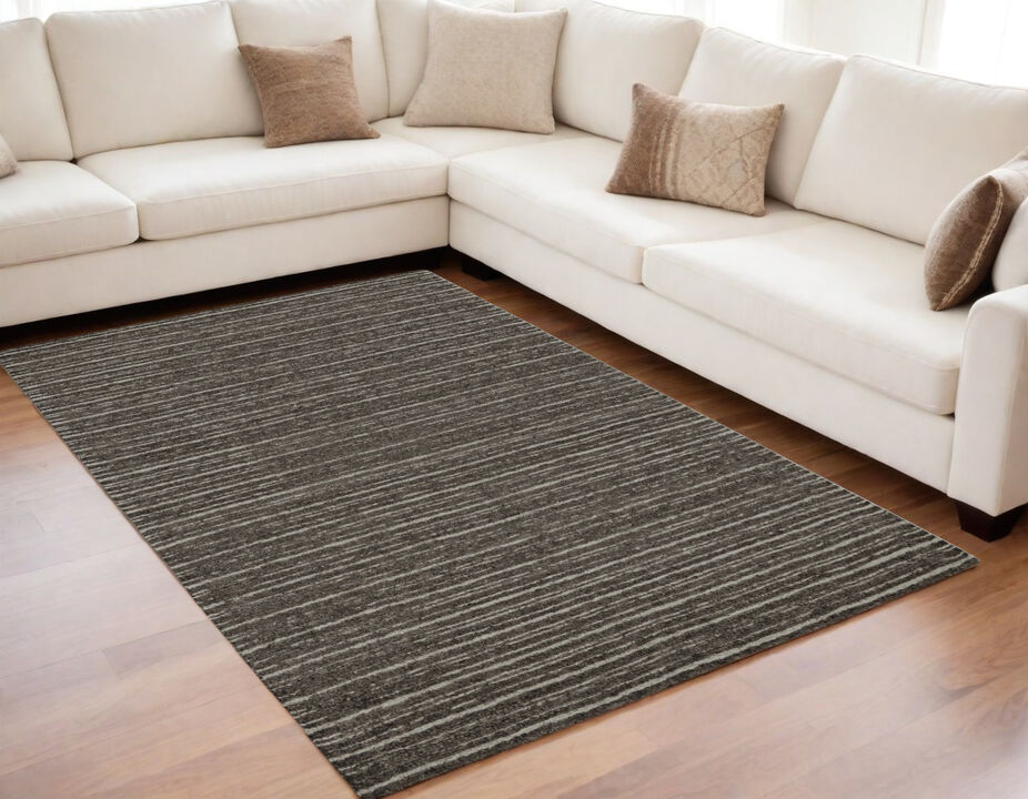 HomeRoots Wool Striped Hand Tufted Area Rug