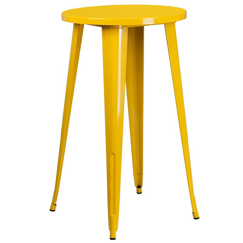 Flash Furniture Commercial Grade 24" Round Yellow Metal Indoor-Outdoor Bar Table Set with 4 Cafe Stools